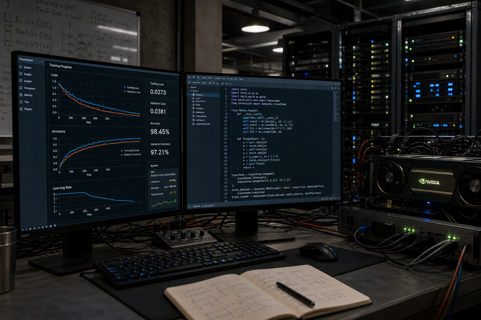 Machine learning model training visualization for neural network development project